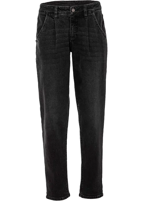Barrel-Jeans, Mid Waist, Stretch in schwarz von vorne - bonprix Barrel-Jeans, Mid Waist, Stretch in schwarz von vorne - bonprix