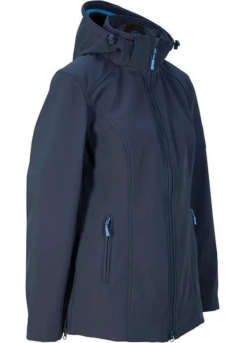 Wasserabweisende Stretch-Softshelljacke in blau von vorne - bonprix Wasserabweisende Stretch-Softshelljacke in blau von vorne - bonprix