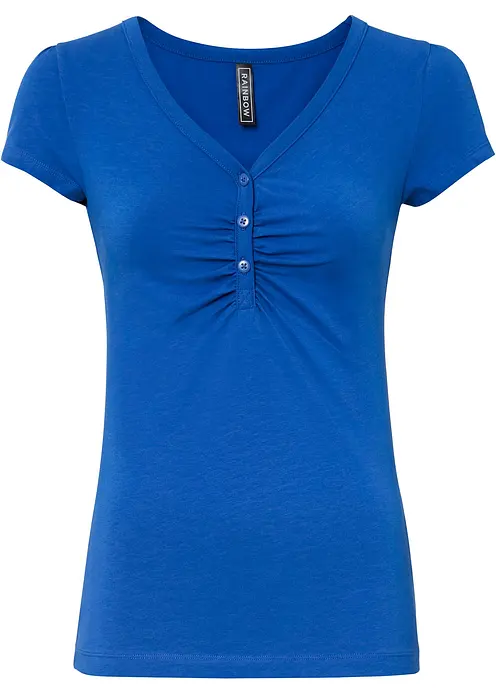 Shirt mit Knopfleiste mit Bio-Baumwolle in blau von vorne - bonprix Shirt mit Knopfleiste mit Bio-Baumwolle in blau von vorne - bonprix