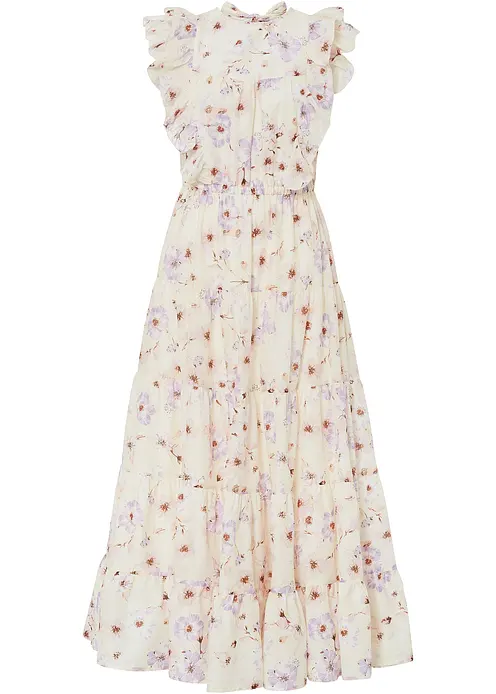 Maxikleid aus reiner Baumwolle in beige von vorne - bonprix Maxikleid aus reiner Baumwolle in beige von vorne - bonprix