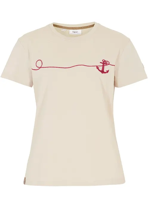 Besticktes T-Shirt in beige von vorne - bonprix Besticktes T-Shirt in beige von vorne - bonprix