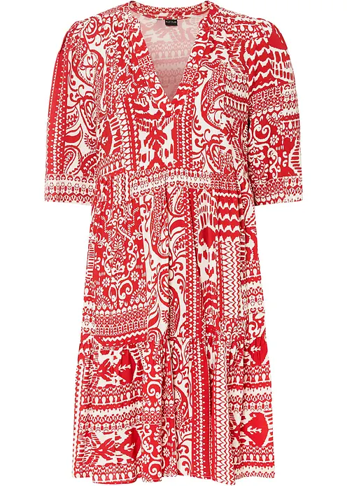 Tunika-Kleid aus nachhaltiger Viskose in rot von vorne - bonprix Tunika-Kleid aus nachhaltiger Viskose in rot von vorne - bonprix