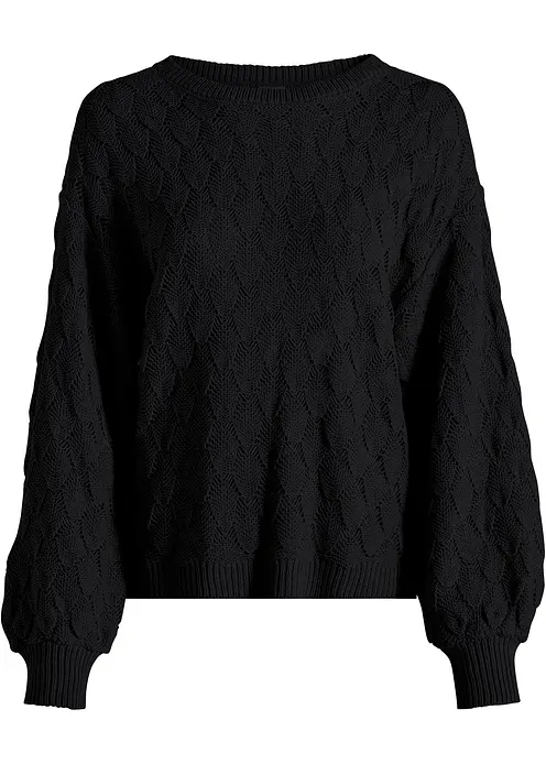 Ajour-Pullover in schwarz von vorne - bonprix Ajour-Pullover in schwarz von vorne - bonprix