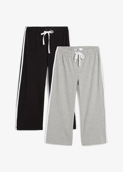 Capri-Hose aus Baumwolle mit Stretch (2er Pack) in schwarz von vorne - bonprix Capri-Hose aus Baumwolle mit Stretch (2er Pack) in schwarz von vorne - bonprix