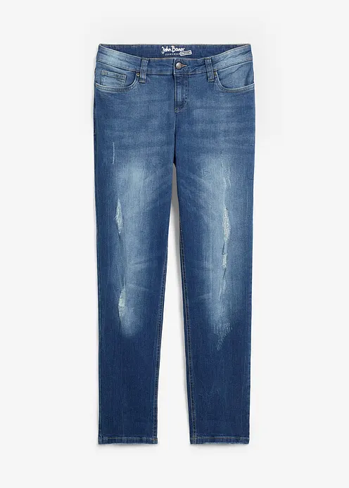 Boyfriend Jeans Mid Waist, Stretch in blau von vorne - bonprix Boyfriend Jeans Mid Waist, Stretch in blau von vorne - bonprix