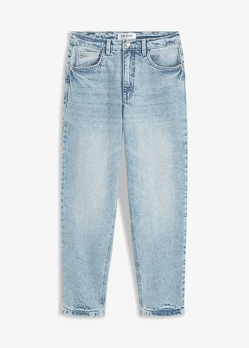 Mom Jeans High Waist, Low Stretch cropped in blau von vorne - bonprix Mom Jeans High Waist, Low Stretch cropped in blau von vorne - bonprix