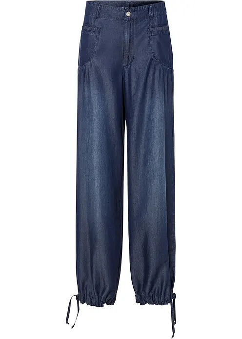 Wide-Leg-Hose aus fließendem Lyocell in blau von vorne - bonprix Wide-Leg-Hose aus fließendem Lyocell in blau von vorne - bonprix