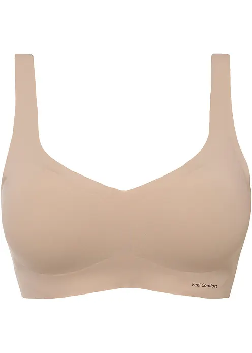 Wattierter Feel Comfort Lasercut T-Shirt BH ohne Bügel in beige von vorne - bonprix Wattierter Feel Comfort Lasercut T-Shirt BH ohne Bügel in beige von vorne - bonprix