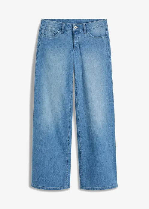 Wide-Leg-Jeans, Low Waist, Lang in blau von vorne - bonprix Wide-Leg-Jeans, Low Waist, Lang in blau von vorne - bonprix
