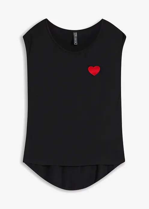 Vokuhila-Shirt aus fließendem Viskosemix in schwarz von vorne - bonprix Vokuhila-Shirt aus fließendem Viskosemix in schwarz von vorne - bonprix