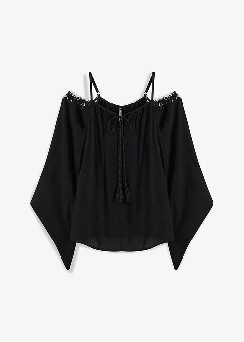 Bluse in schwarz von vorne - bonprix Bluse in schwarz von vorne - bonprix