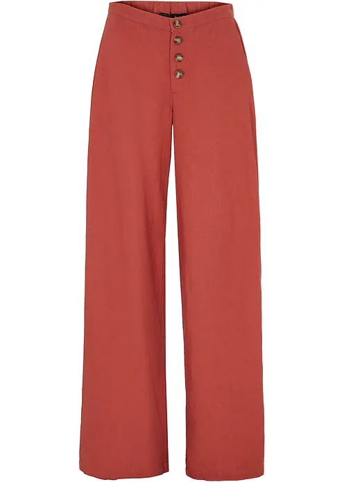 Palazzo-Hose mit Leinen in rot von vorne - bonprix Palazzo-Hose mit Leinen in rot von vorne - bonprix