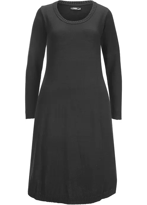 Strickkleid in ausgestellter Form in schwarz von vorne - bonprix Strickkleid in ausgestellter Form in schwarz von vorne - bonprix