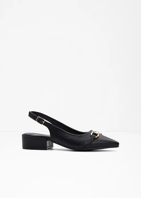 Slingpumps mit flachem Absatz in schwarz von vorne - bonprix Slingpumps mit flachem Absatz in schwarz von vorne - bonprix