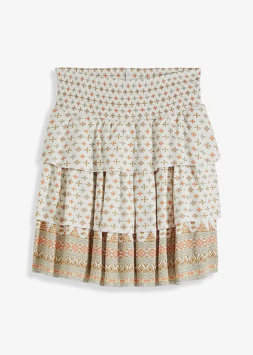 Minirock mit Smock in weiß von vorne - bonprix Minirock mit Smock in weiß von vorne - bonprix