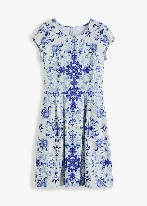 Jerseykleid mit eingelegten Falten in beige von vorne - bonprix Jerseykleid mit eingelegten Falten in beige von vorne - bonprix