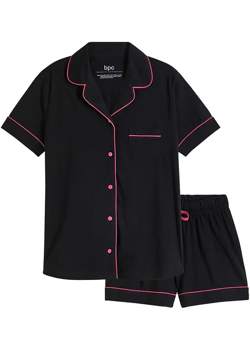 Shorty mit Knopfleiste in schwarz von vorne - bonprix Shorty mit Knopfleiste in schwarz von vorne - bonprix