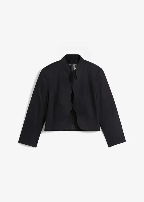 Bolero mit Wellenkante in schwarz von vorne - bonprix Bolero mit Wellenkante in schwarz von vorne - bonprix