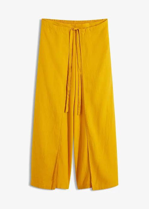 Palazzo-Hose aus luftigem Leinen-Mix in gelb von vorne - bonprix Palazzo-Hose aus luftigem Leinen-Mix in gelb von vorne - bonprix