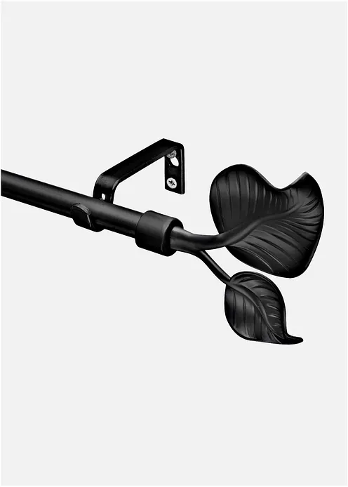 Gardinenstange mit Endstück Blatt in schwarz - bonprix Gardinenstange mit Endstück Blatt in schwarz - bonprix