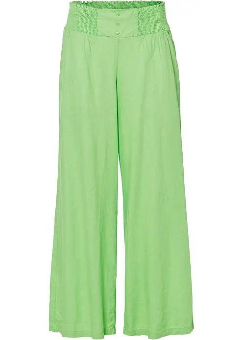 Marlenehose aus luftigem Leinen-Mix in grün von vorne - bonprix Marlenehose aus luftigem Leinen-Mix in grün von vorne - bonprix