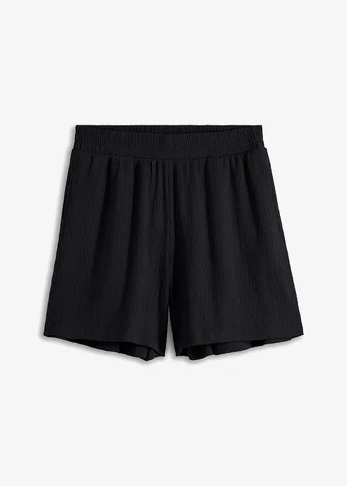 Schlupf-Shorts mit hohem Bund aus Strukturjersey in schwarz von vorne - bonprix Schlupf-Shorts mit hohem Bund aus Strukturjersey in schwarz von vorne - bonprix