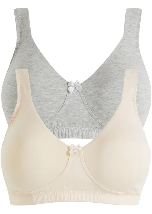Minimizer T-Shirt BH ohne Bügel mit Bio-Baumwolle (2er Pack) in beige von vorne - bonprix Minimizer T-Shirt BH ohne Bügel mit Bio-Baumwolle (2er Pack) in beige von vorne - bonprix