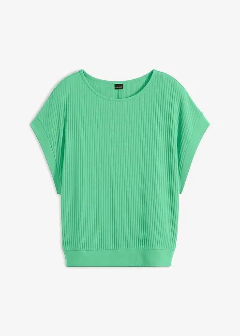 Rippshirt mit Fledermausärmeln in grün von vorne - bonprix Rippshirt mit Fledermausärmeln in grün von vorne - bonprix