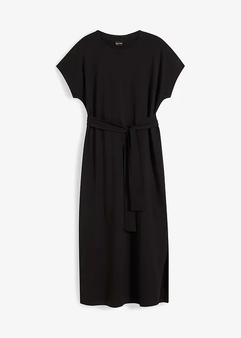 Midikleid aus Baumwolle mit Stretch in schwarz von vorne - bonprix Midikleid aus Baumwolle mit Stretch in schwarz von vorne - bonprix