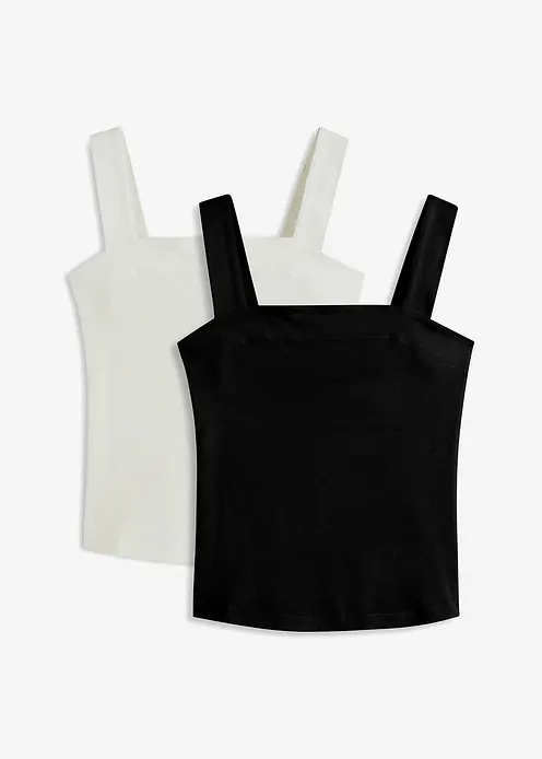 Ripp-Top aus Bio-Baumwolle (2er Pack) in weiß von vorne - bonprix Ripp-Top aus Bio-Baumwolle (2er Pack) in weiß von vorne - bonprix