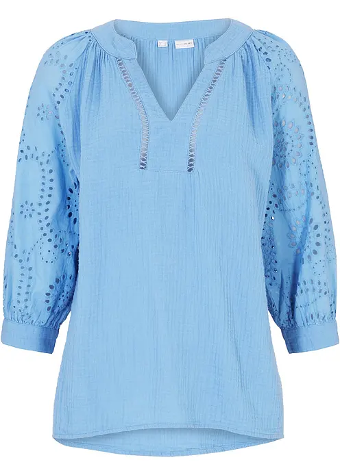 Tunika aus luftigem Musselin in blau von vorne - bonprix Tunika aus luftigem Musselin in blau von vorne - bonprix