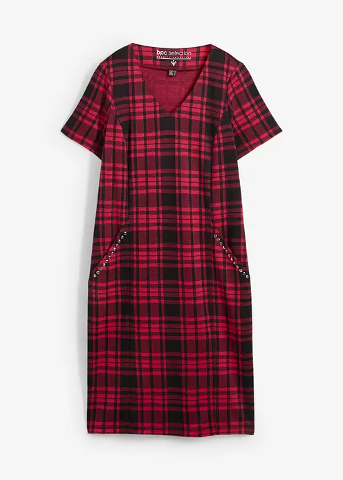 Jaquardkleid mit dekorativen Nieten in rot von vorne - bonprix Jaquardkleid mit dekorativen Nieten in rot von vorne - bonprix