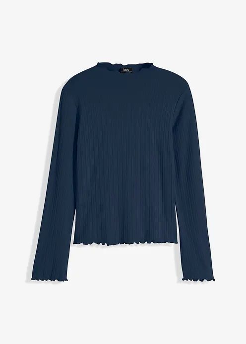 Geripptes Langarmshirt in blau von vorne - bonprix Geripptes Langarmshirt in blau von vorne - bonprix