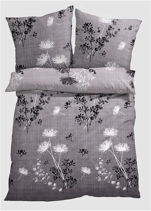 Bettwäsche mit Blumen Design in grau - bonprix Bettwäsche mit Blumen Design in grau - bonprix