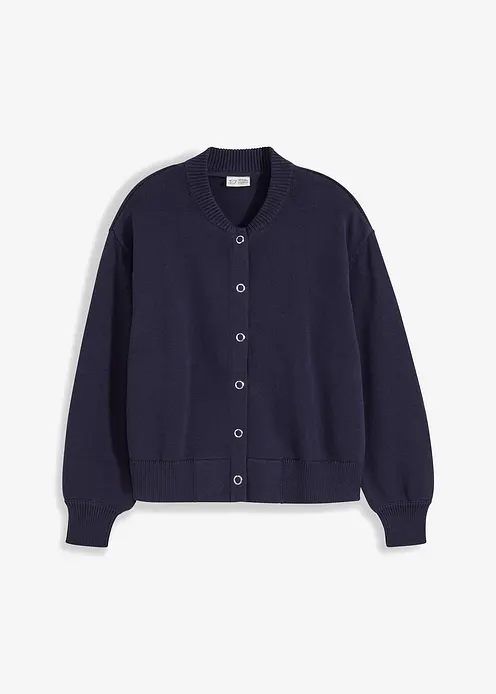 Strickjacke aus reiner Baumwolle in blau von vorne - bonprix Strickjacke aus reiner Baumwolle in blau von vorne - bonprix
