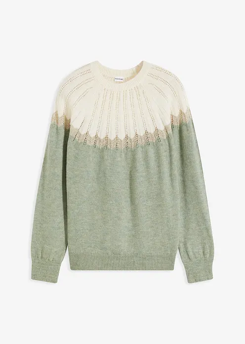 Ajour-Pullover in blau von vorne - bonprix Ajour-Pullover in blau von vorne - bonprix
