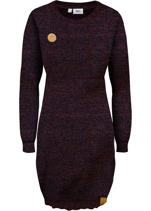 Strickkleid mit Lederimitat-Details in rot von vorne - bonprix Strickkleid mit Lederimitat-Details in rot von vorne - bonprix