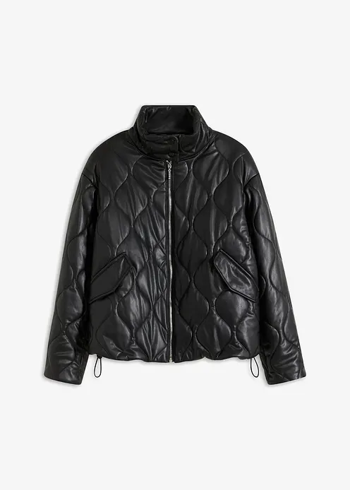 Steppjacke aus Lederimitat in schwarz von vorne - bonprix Steppjacke aus Lederimitat in schwarz von vorne - bonprix