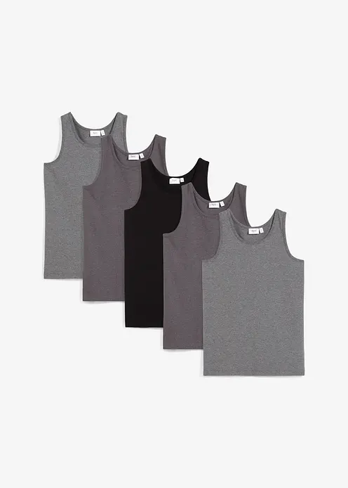 Unterhemd mit weicher Baumwolle (5er Pack) in grau von vorne - bonprix Unterhemd mit weicher Baumwolle (5er Pack) in grau von vorne - bonprix