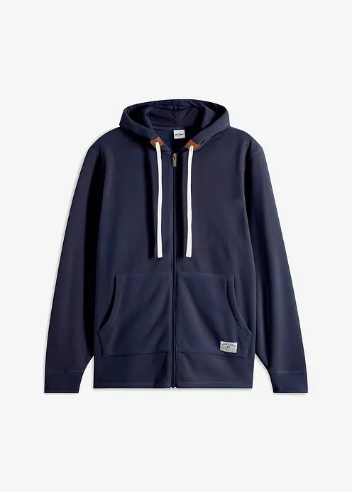 Fleecejacke mit Kapuze und aufgesetzten Taschen in blau von vorne - bonprix Fleecejacke mit Kapuze und aufgesetzten Taschen in blau von vorne - bonprix