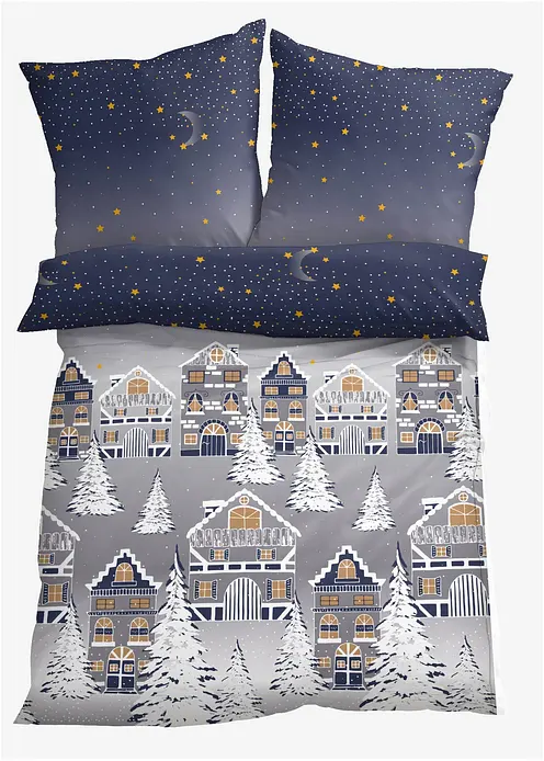 Bettwäsche mit Wintermotiv in blau - bonprix Bettwäsche mit Wintermotiv in blau - bonprix