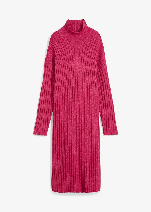 Strickkleid aus groben Rippstrick in pink von vorne - bonprix Strickkleid aus groben Rippstrick in pink von vorne - bonprix