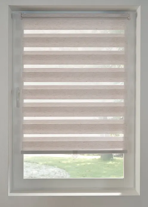 Schnurloses Doppelrollo in Leinen-Optik in weiß - bonprix Schnurloses Doppelrollo in Leinen-Optik in weiß - bonprix