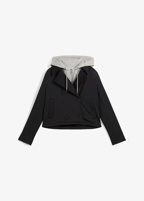 Jacke mit abgesetzter Kapuze in schwarz von vorne - bonprix Jacke mit abgesetzter Kapuze in schwarz von vorne - bonprix