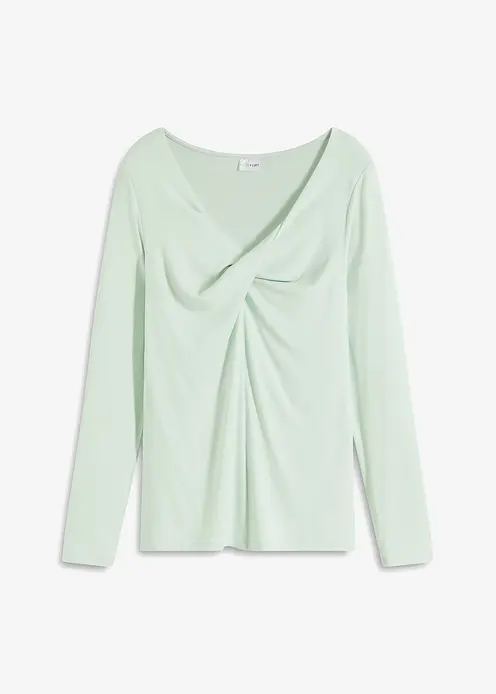 Rippshirt mit Knotendetail in grün von vorne - bonprix Rippshirt mit Knotendetail in grün von vorne - bonprix