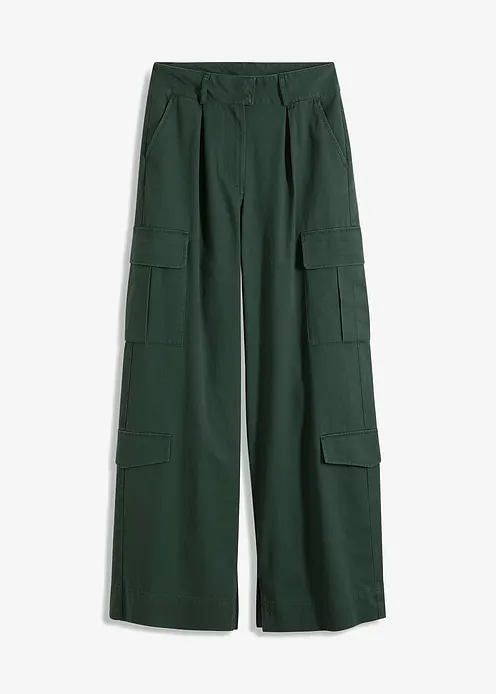 Cargohose aus reiner Baumwolle in grün von vorne - bonprix Cargohose aus reiner Baumwolle in grün von vorne - bonprix