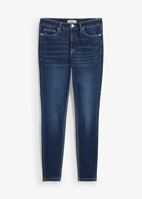 Skinny Jeans Mid Waist, cropped in blau von vorne - bonprix Skinny Jeans Mid Waist, cropped in blau von vorne - bonprix
