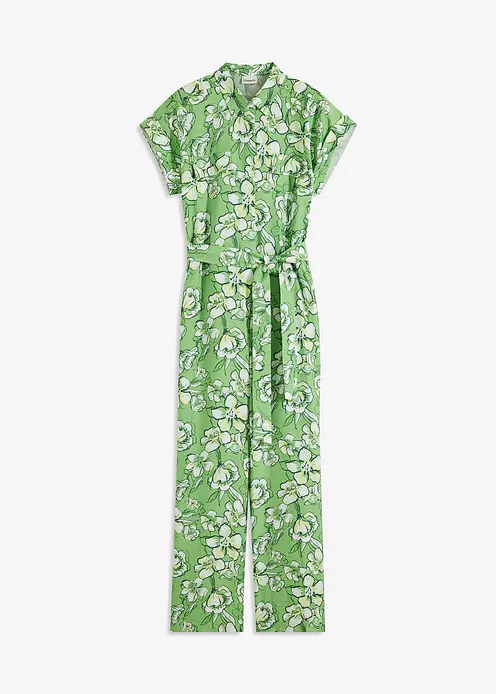 Jumpsuit aus fließendem Viskose-Mix in grün von vorne - bonprix Jumpsuit aus fließendem Viskose-Mix in grün von vorne - bonprix