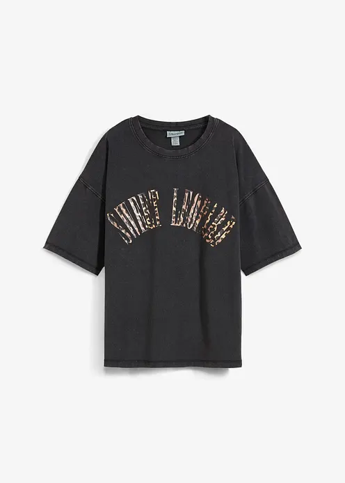 Oversize-Shirt aus weichem Baumwoll-Mix in schwarz von vorne - bonprix Oversize-Shirt aus weichem Baumwoll-Mix in schwarz von vorne - bonprix