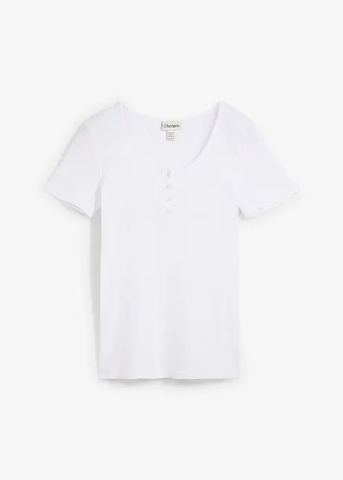 Henleyshirt aus reiner Bio-Baumwolle in weiß von vorne - bonprix Henleyshirt aus reiner Bio-Baumwolle in weiß von vorne - bonprix